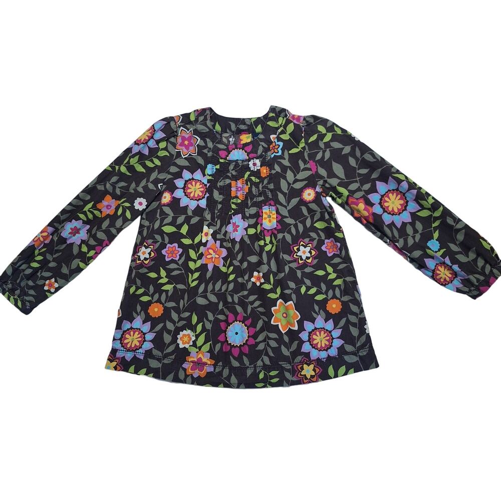 Baby GAP long-sleeved floral print pin tucked blouse